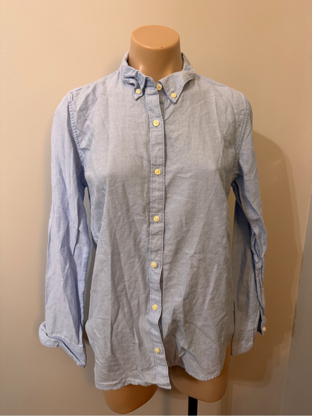 GAP The Fitted Boyfriend Long Sleeve Button Down Collared Shirt Medium Blue